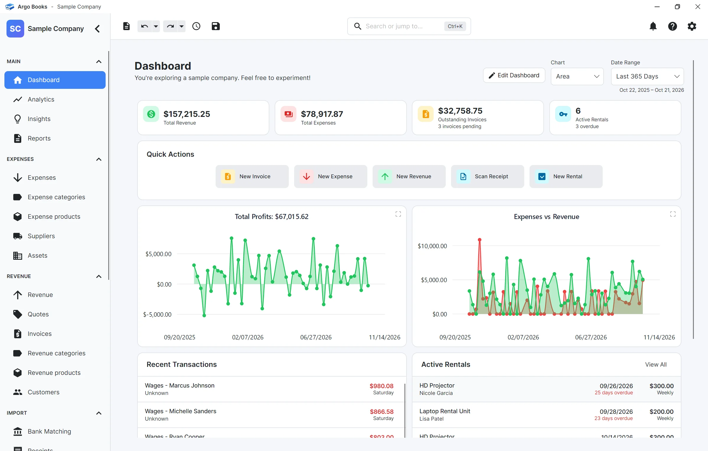 Argo Books Dashboard